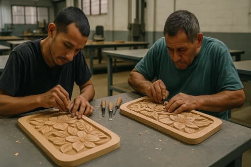 Wood carving work